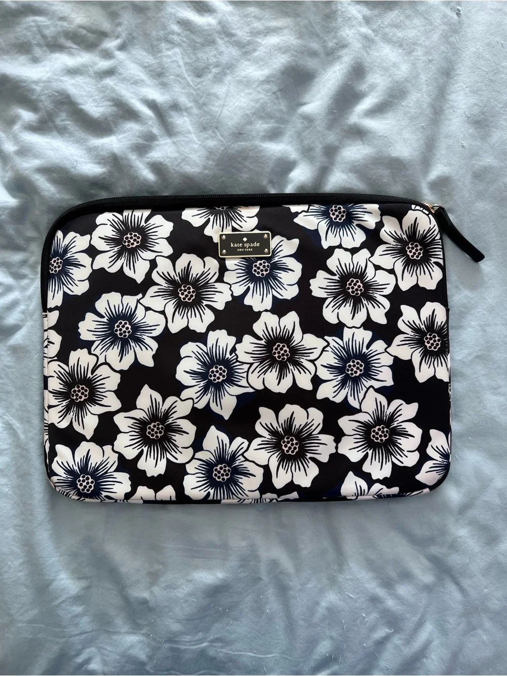 Kate Spade Black and Blue Florals 13 inch Laptop Sleeve